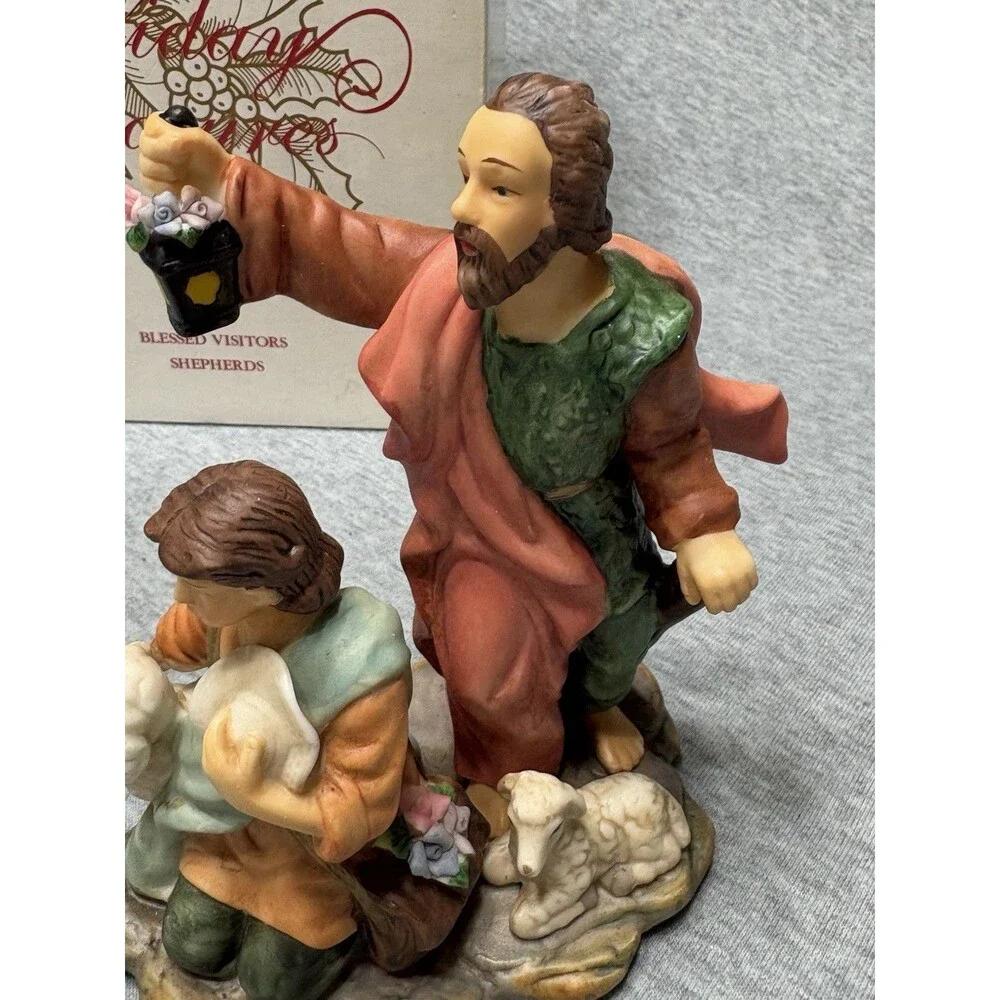 Avon‎ Holiday Treasures Blessed Visitors Shepherds 2002 In Box Christmas